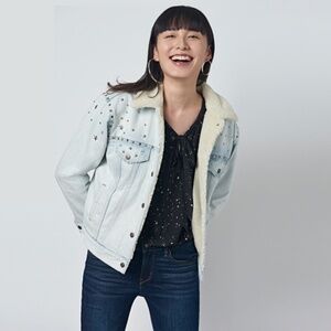 Levi's Big E Ex-Boyfriend Trucker Star Studded Denim Jacket Size XS